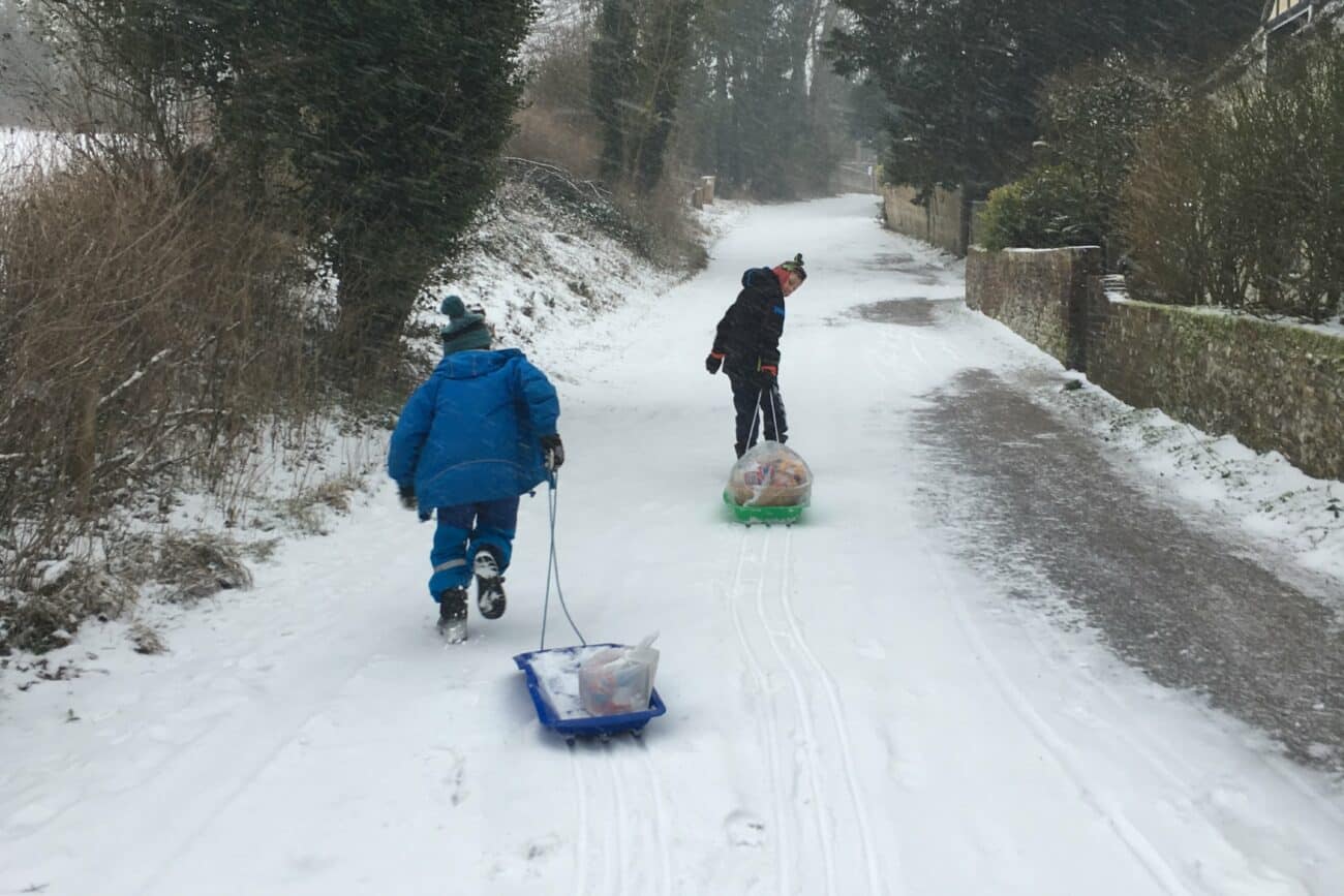 Child labour...Deliveries in the snow